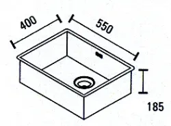 ABK Bingara Edelstahlspüle 55x40cm flächenbündig, Unterbau und aufliegend BIN55FVI
