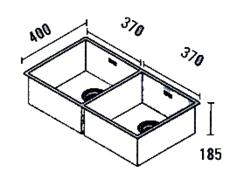 ABK Baronga große Doppelspüle Edelstahl 37x40+37x40 cm, flächenbündig, Unterbau und Aufliegend BAR3737FVI