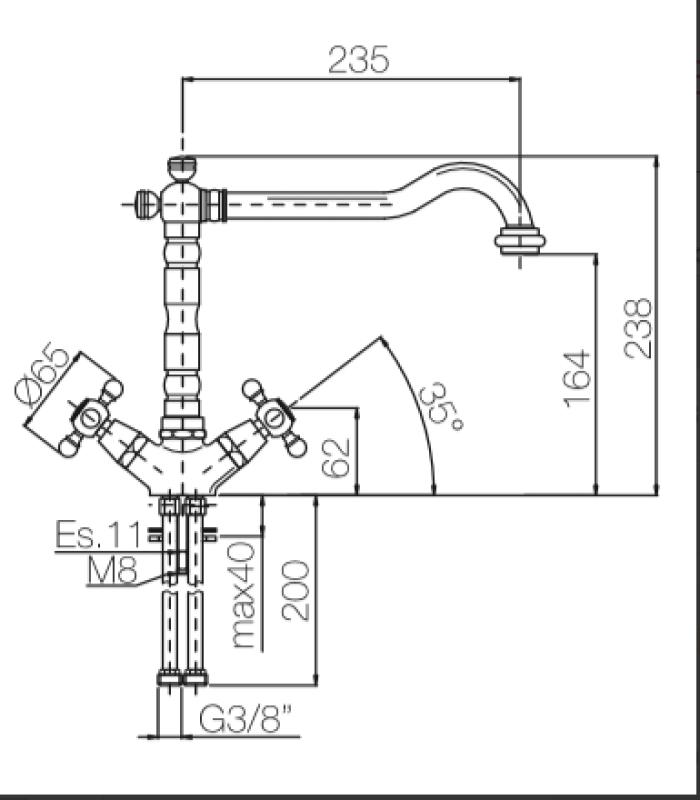 PB Nostalgische Küchenarmatur V1910 Bronze