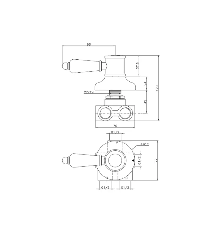 Huber Victorian 3-Wege Umsteller Edelstahl VT0002702A