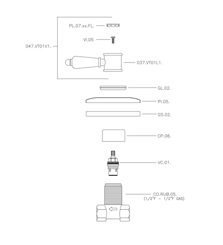 Huber Victorian Einbau-Absperrhahn Gold VT0003102G