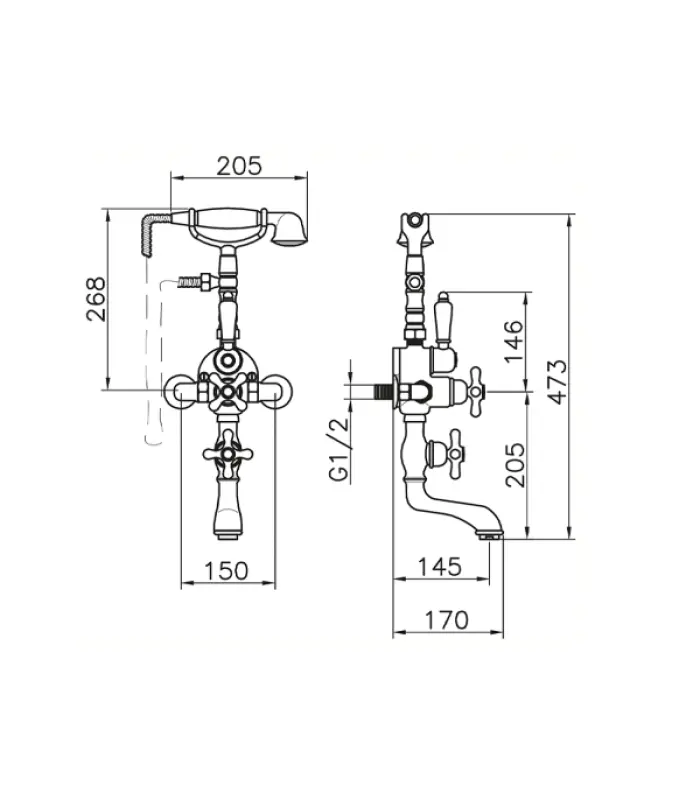 Huber Croisette Wannenbatterie mit Thermostat Bronze 198.CS01H.BA