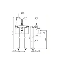 Huber Croisette Thermostat-Wannenbatterie Bodenmontage Bronze CST3901027