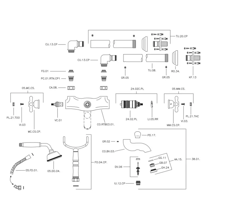 Huber Croisette Thermostat-Wannenbatterie Bodenmontage Bronze CST3901027