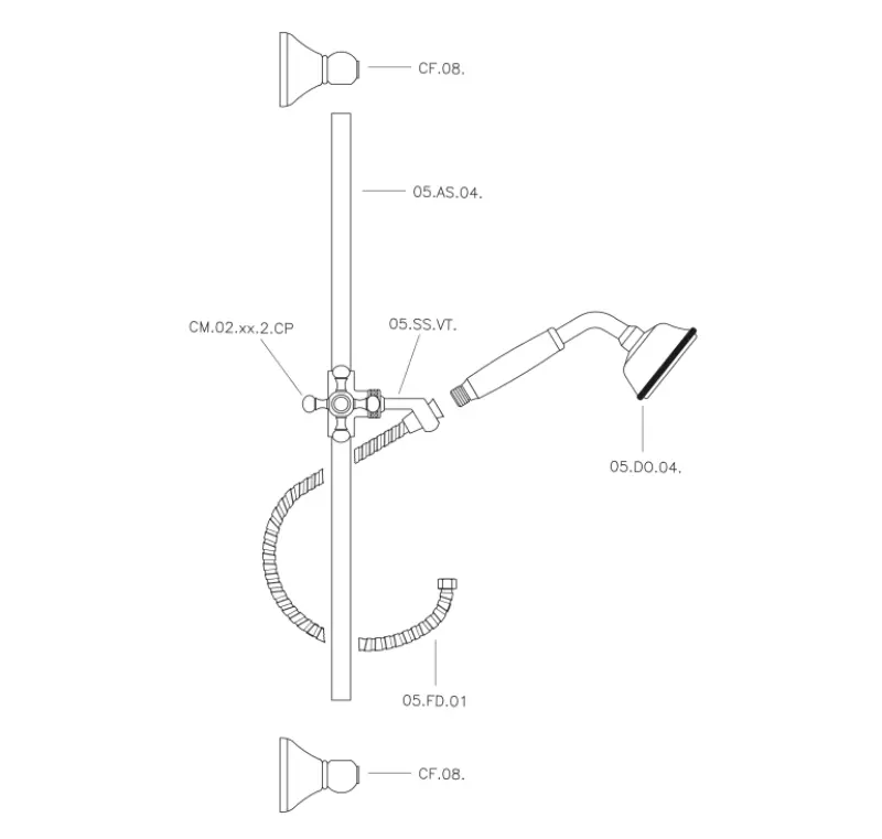 Huber Viktorian Gleitduschstange-Set Gold 62.03H.AG