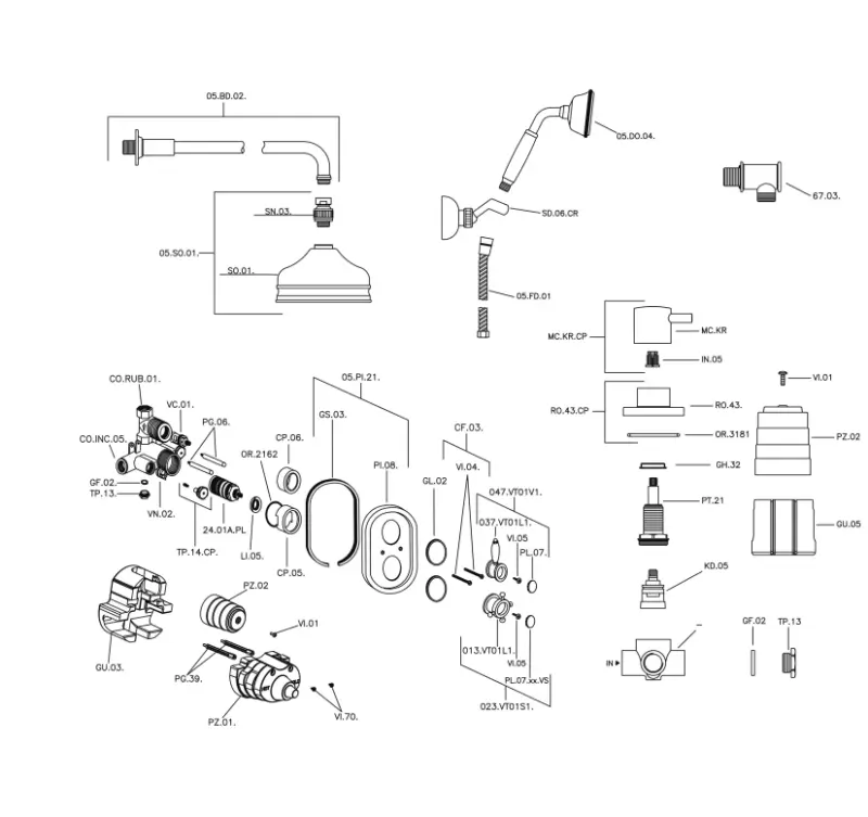 Huber Victorian Thermostat-Einbau-Duschgarnitur Bronze 913.VT01H.BA