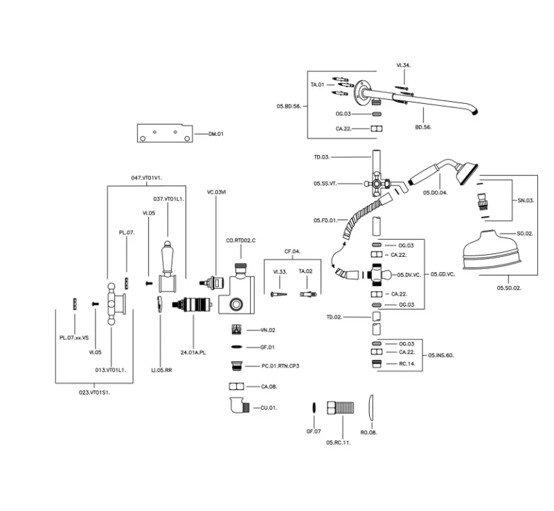 Huber Viktorian Thermostat-Duschgarnitur 20cm Bronze 590.VT21H.BA