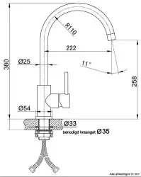 Lorreine Mersey Küchenarmatur komplett Edelstahl mit schwenkbarem Auslauf 1154021752