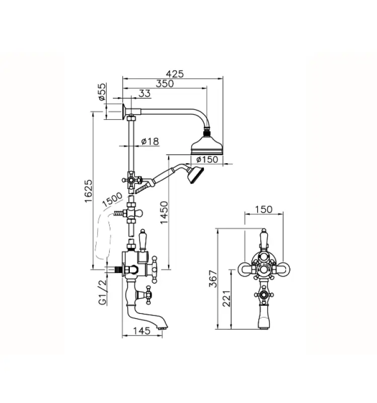 Huber Victorian Thermostat-Bad/Dusche-Set Bronze 592.VT01H.BA