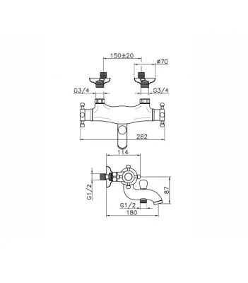 Huber Victorian Thermostat Badewannenarmatur Gold VTT270102G