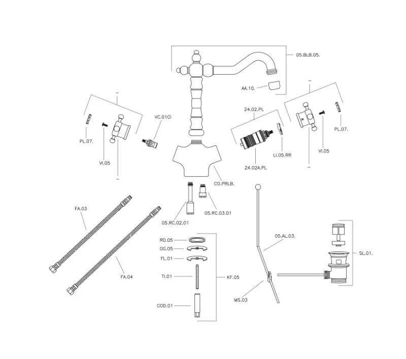 Huber Victorian Thermostat-Waschtischarmatur, Gold VTT520102G