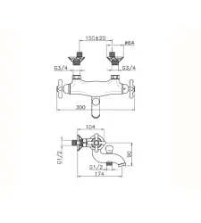 Huber Croisette Thermostatische Wannenbatterie Chrom/Gold CST270107G