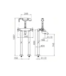 Huber Croisette Thermostat-Wannenbatterie für die Bodenmontage Chrom/Gold CST390107G