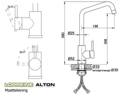 Lorreine Alton Küchenarmatur komplett Edelstahl mit schwenkbarem Auslauf 1155047742