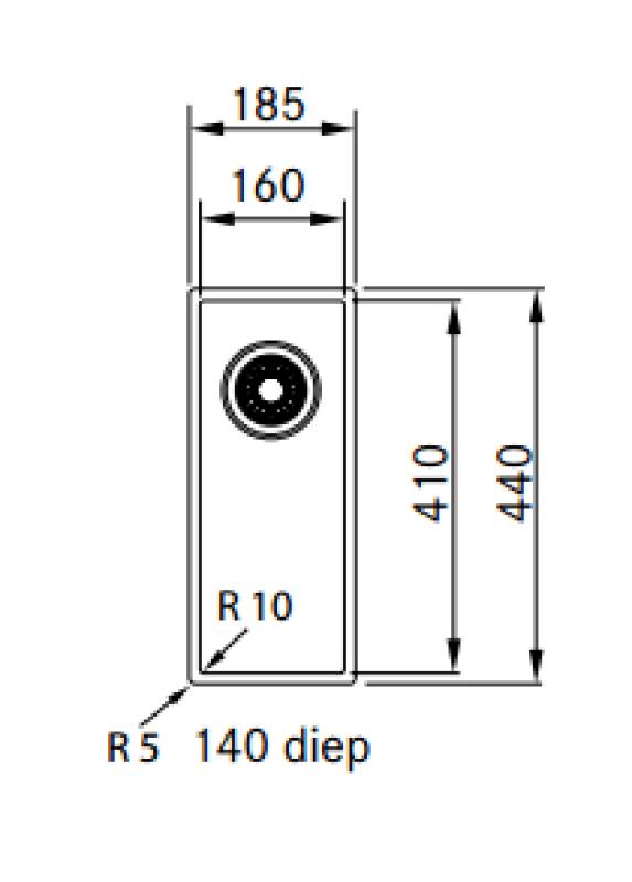 Franke Sirius 2 S2D 110.16 Kunststoff schwarzes Spülbecken 16x41cm Unterbau 125.0252.231