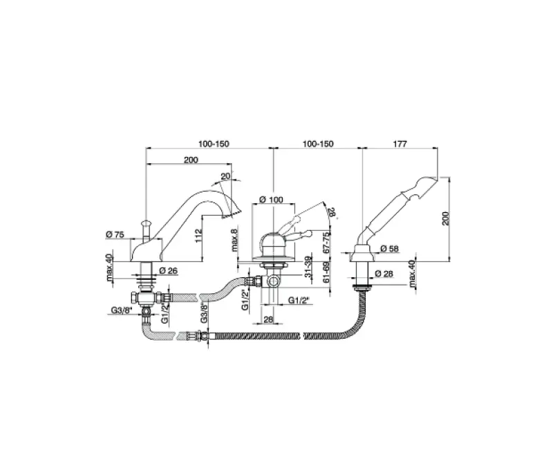 Cisal Arcana Royal Wannenarmatur für den Wannenrand Gold AY00126024