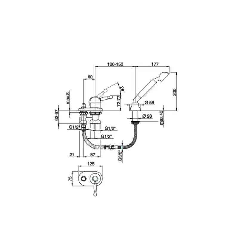 Cisal Arcana Royal Wannenarmatur für Wannenrandmontage Altkupfer AY00129026