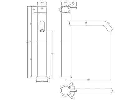 Waterevolution Flow Waschtischarmatur mit hohem Auslauf für Waschbecken, inkl. Click-Plug, Chrom T11501