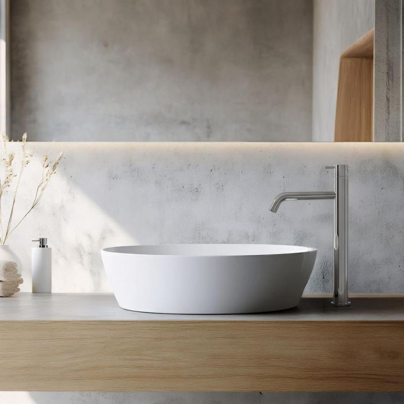 Waterevolution Flow Waschtischarmatur mit hohem Auslauf für Waschbecken, inkl. Click-Plug, Chrom T11501