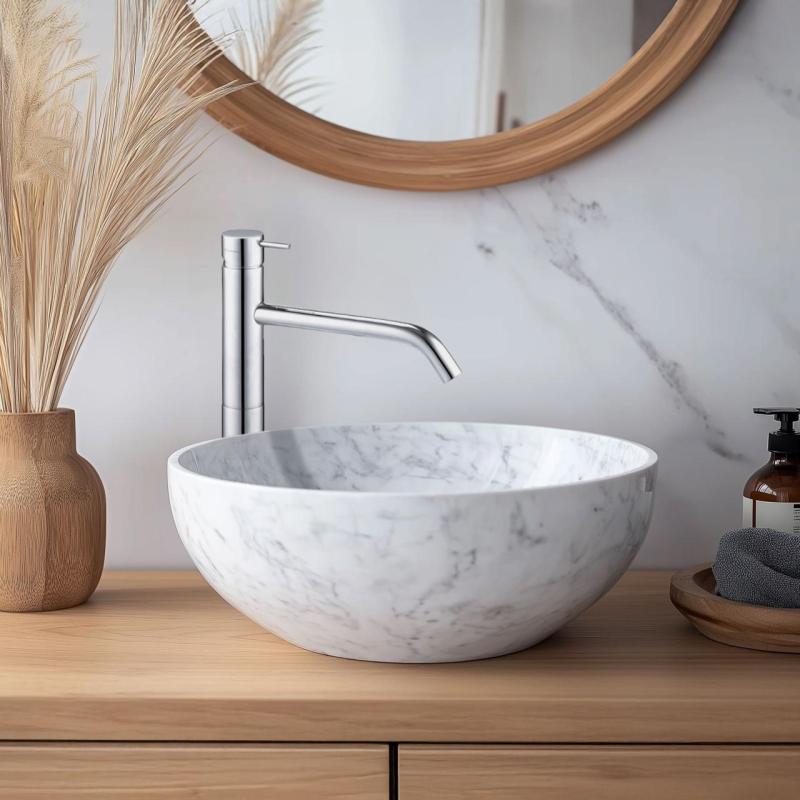 Waterevolution Flow Waschtischarmatur mit hohem Auslauf für Waschbecken, inkl. Click-Plug, Chrom T11501