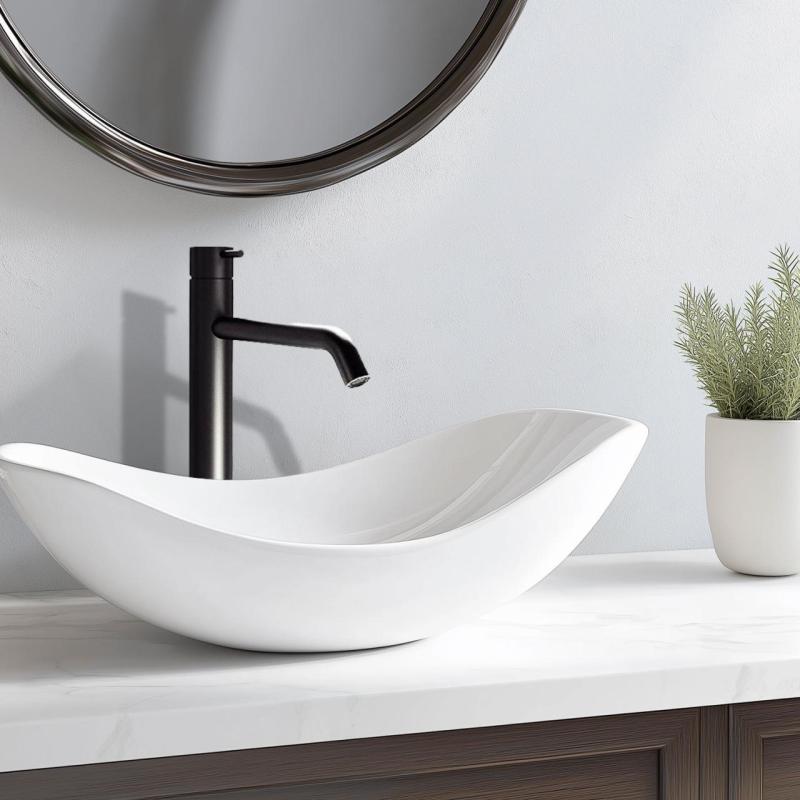 Waterevolution Flow Waschtischarmatur, hoher Auslauf, inkl. Klickstecker, Schwarz matt T115PR