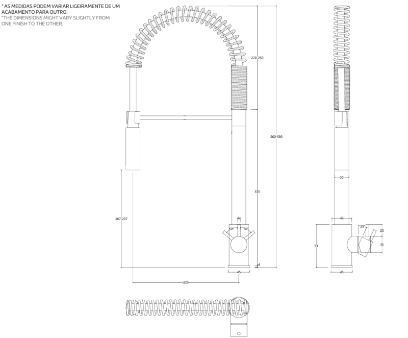 Waterevolution Flow semiprofessioneller Küchenmischer Chrom mit Säule und Feder T15701