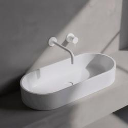 Waterevolution Flow built-in washbasin tap matt white with spout 25cm T116BBR-25