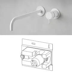 Waterevolution Flow Einbau-Waschtischarmatur Weiß matt, mit Auslauf 25cm T116BBR-25