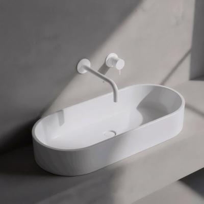 Waterevolution Flow Einbau-Waschtischarmatur mattweiß mit Auslauf 25 cm T116BBR-25