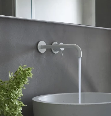 Waterevolution Flow Einbau-Waschtischarmatur mattweiß mit Auslauf 25 cm T116BBR-25