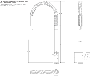 Waterevolution Flow semiprofessioneller Küchenmischer matt schwarz mit Säule und Feder T157PR