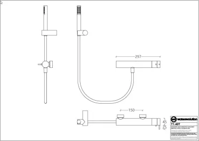 Waterevolution Flow Duschthermostat mit Duschgarnitur Chrom T140T01