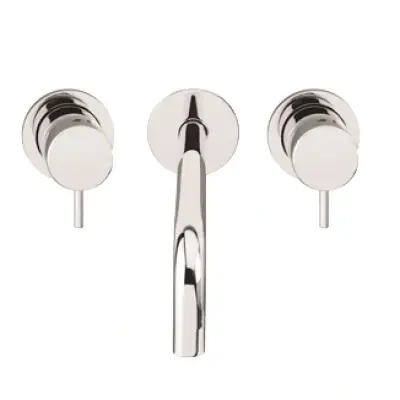 Waterevolution Flow 3-Loch-Einbau-Waschtischarmatur Chrom mit Auslauf 25 cm T1163F01-25