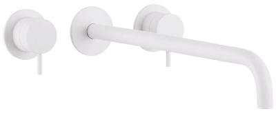Waterevolution Flow 3-Loch-Einbau-Waschtischarmatur Mattweiß mit Auslauf 25 cm T1163FBR-25