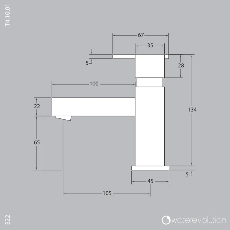 Waterevolution S22 Edelstahl-Waschtischarmatur mit Ablaufgarnitur T410IE