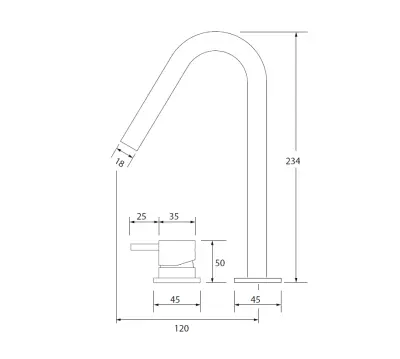 Waterevolution Flow 2-Loch-Waschtischarmatur mattweiß mit kleinem V 120 mm Auslauf T1121VBR