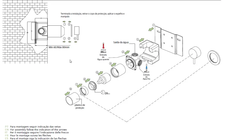 Waterevolution Flow Einbau-Mischbatterie Mattweiß 1208512412