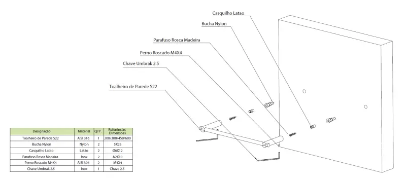 Waterevolution S22 Handtuchhalter 30 cm Edelstahl A411IE