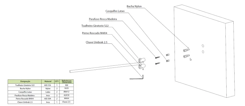 Waterevolution S22 Handtuchhalter schwenkbar 30 cm Edelstahl A415IE
