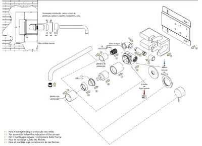 Waterevolution Flow Einbau-Waschtischarmatur Chrom Auslauf 21 cm T116B01-21