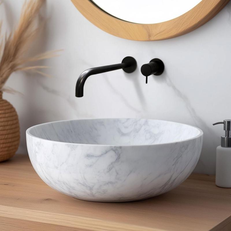 Waterevolution Flow Einbau-Waschtischarmatur matt schwarz mit Auslauf 21 cm T116BPR-21