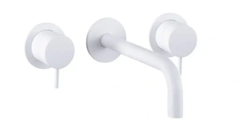 Waterevolution Flow 3-Loch-Einbau-Waschtischarmatur Mattweiß mit Auslauf 21 cm T1163FBR-21