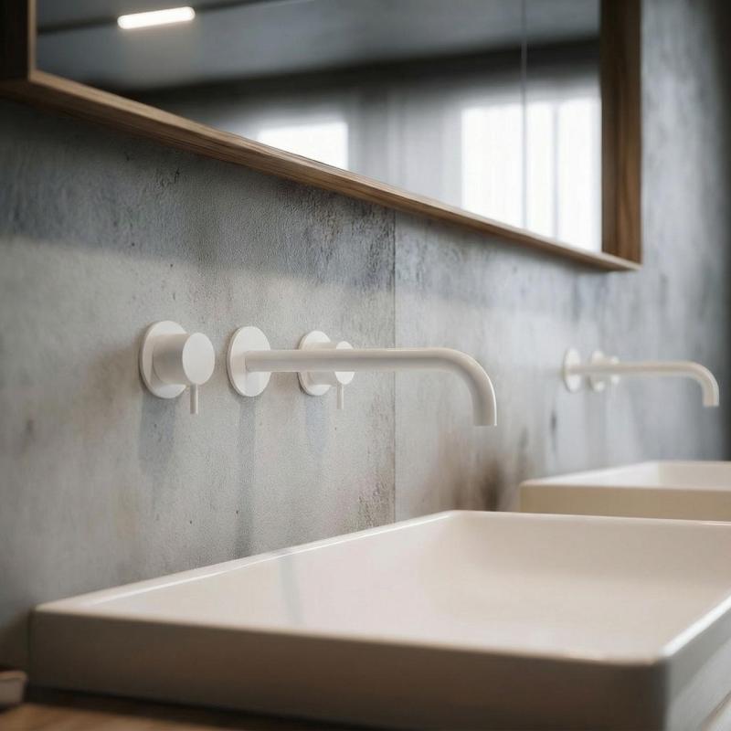 Waterevolution Flow 3-Loch-Einbau-Waschtischarmatur Mattweiß mit Auslauf 21 cm T1163FBR-21