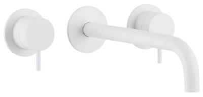 Waterevolution Flow 3-Loch-Einbau-Waschtischarmatur Mattweiß mit Auslauf 15 cm T1163FBR-15