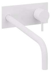 Waterevolution Flow Einbau-Waschtischarmatur mit Abdeckplatte, mattweiß, mit Auslauf 21 cm T1161BBR-21