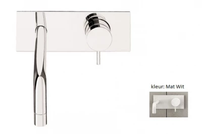 Waterevolution Flow Einbau-Waschtischarmatur mit Abdeckplatte, mattweiß, mit Auslauf 21 cm T1161BBR-21