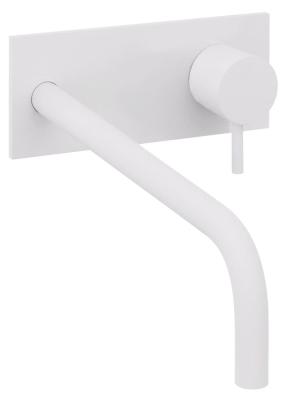 Waterevolution Flow Einbau-Waschtischarmatur mit Abdeckplatte, mattweiß, mit Auslauf 21 cm T1161BBR-21