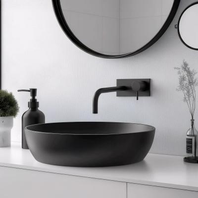 Waterevolution Flow Unterputz-Waschtischarmatur mit Abdeckplatte, mattschwarz, mit Auslauf 15 cm T1161BPR-15