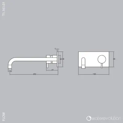 Waterevolution Flow Unterputz-Waschtischarmatur mit Abdeckplatte, mattschwarz, mit Auslauf 15 cm T1161BPR-15