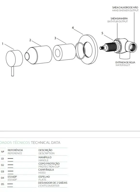 Waterevolution Flow Unterputz 2-Wege-Umsteller runde Rosette Chrom T1482S01